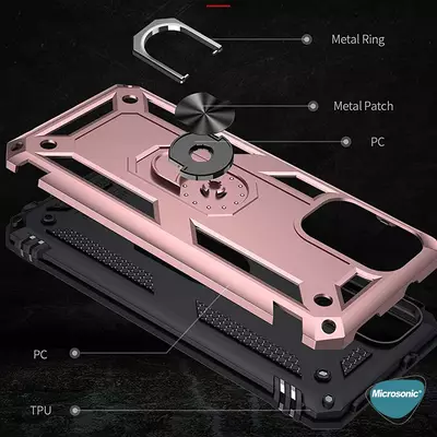 Microsonic Xiaomi Redmi Note 10 Pro Max Kılıf Military Ring Holder Siyah