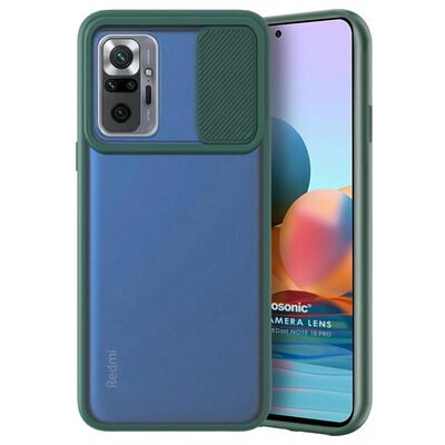 Microsonic Xiaomi Redmi Note 10 Pro Max Kılıf Slide Camera Lens Protection Koyu Yeşil