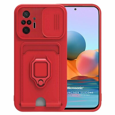 Microsonic Xiaomi Redmi Note 10 Pro Kılıf Multifunction Silicone Kırmızı