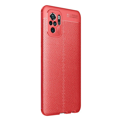 Microsonic Xiaomi Redmi Note 10S Kılıf Deri Dokulu Silikon Kırmızı