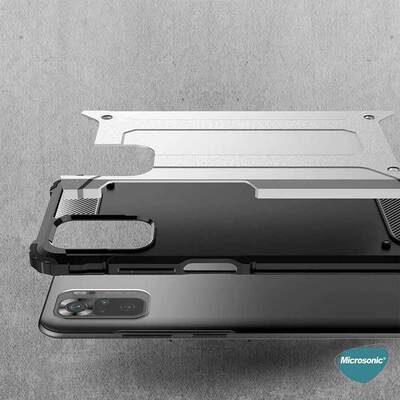 Microsonic Xiaomi Redmi Note 10S Kılıf Rugged Armor Gümüş