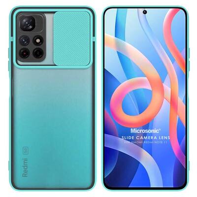 Microsonic Xiaomi Redmi Note 11 4G Kılıf Slide Camera Lens Protection Turkuaz