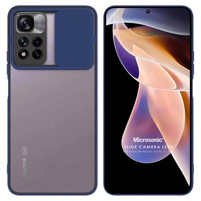 Microsonic Xiaomi Redmi Note 11 Pro Kılıf Slide Camera Lens Protection Lacivert