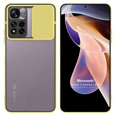 Microsonic Xiaomi Redmi Note 11 Pro Kılıf Slide Camera Lens Protection Sarı