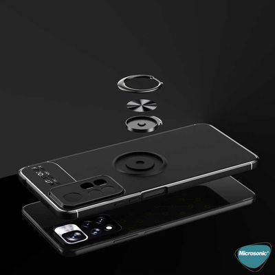 Microsonic Xiaomi Redmi Note 11 Pro Plus Kılıf Kickstand Ring Holder Siyah
