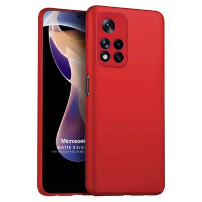 Microsonic Xiaomi Redmi Note 11 Pro Plus Kılıf Matte Silicone Kırmızı
