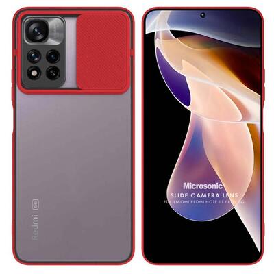 Microsonic Xiaomi Redmi Note 11 Pro Plus Kılıf Slide Camera Lens Protection Kırmızı