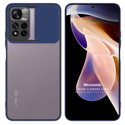 Microsonic Xiaomi Redmi Note 11 Pro Plus Kılıf Slide Camera Lens Protection Lacivert