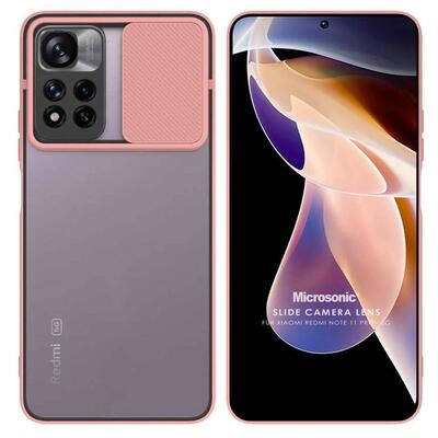 Microsonic Xiaomi Redmi Note 11 Pro Plus Kılıf Slide Camera Lens Protection Pembe