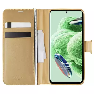 Microsonic Xiaomi Redmi Note 12 Kılıf Delux Leather Wallet Gold