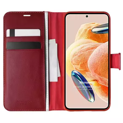 Microsonic Xiaomi Redmi Note 12 Pro 4G Kılıf Delux Leather Wallet Kırmızı