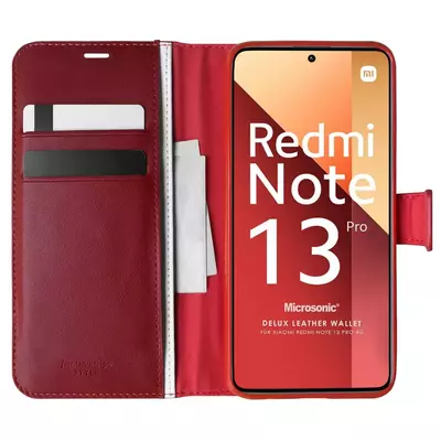 Microsonic Xiaomi Redmi Note 13 Pro 5G Kılıf Delux Leather Wallet Kırmızı