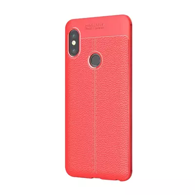 Microsonic Xiaomi Redmi Note 5 Kılıf Deri Dokulu Silikon Kırmızı