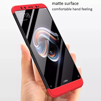 Microsonic Xiaomi Redmi Note 5 Kılıf Double Dip 360 Protective Siyah Kırmızı