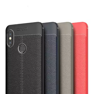 Microsonic Xiaomi Redmi Note 5 Pro Kılıf Deri Dokulu Silikon Kırmızı