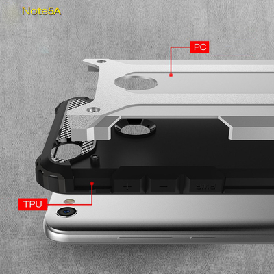 Microsonic Xiaomi Redmi Note 5A Prime Kılıf Rugged Armor Gümüş