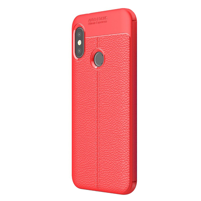 Microsonic Xiaomi Redmi Note 6 Pro Kılıf Deri Dokulu Silikon Kırmızı