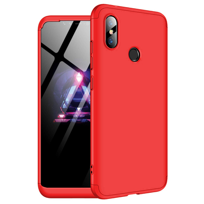 Microsonic Xiaomi Redmi Note 6 Pro Kılıf Double Dip 360 Protective AYS Kırmızı