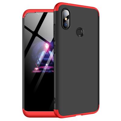 Microsonic Xiaomi Redmi Note 6 Pro Kılıf Double Dip 360 Protective AYS Siyah Kırmızı