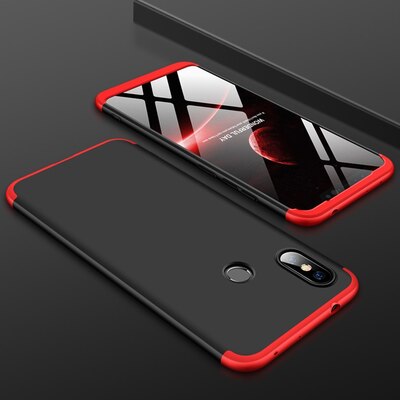 Microsonic Xiaomi Redmi Note 6 Pro Kılıf Double Dip 360 Protective AYS Siyah Kırmızı