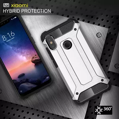 Microsonic Xiaomi Redmi Note 6 Pro Kılıf Rugged Armor Gümüş