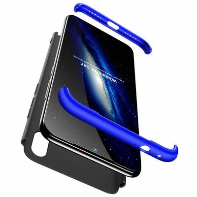Microsonic Xiaomi Redmi Note 7 Kılıf Double Dip 360 Protective AYS Siyah Mavi
