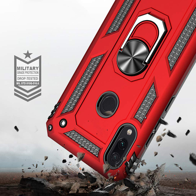 Microsonic Xiaomi Redmi Note 7 Kılıf Military Ring Holder Kırmızı