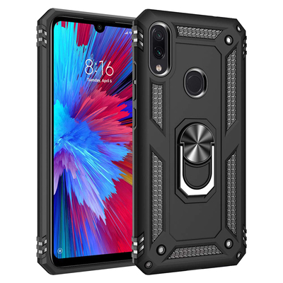 Microsonic Xiaomi Redmi Note 7 Kılıf Military Ring Holder Siyah