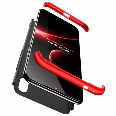 Microsonic Xiaomi Redmi Note 7 Pro Kılıf Double Dip 360 Protective AYS Siyah - Kırmızı