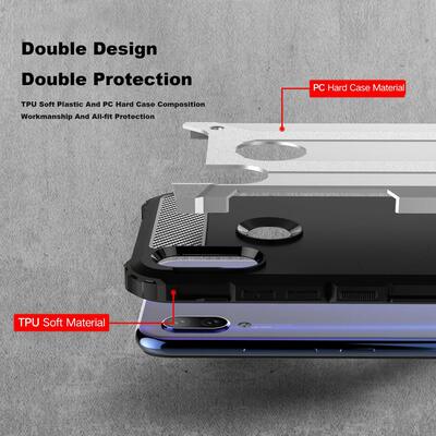 Microsonic Xiaomi Redmi Note 7 Pro Kılıf Rugged Armor Gümüş