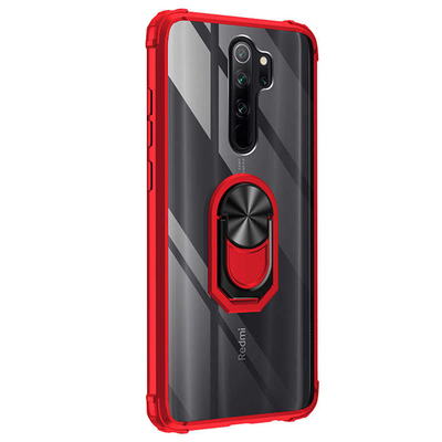 Microsonic Xiaomi Redmi Note 8 Pro Kılıf Grande Clear Ring Holder Kırmızı