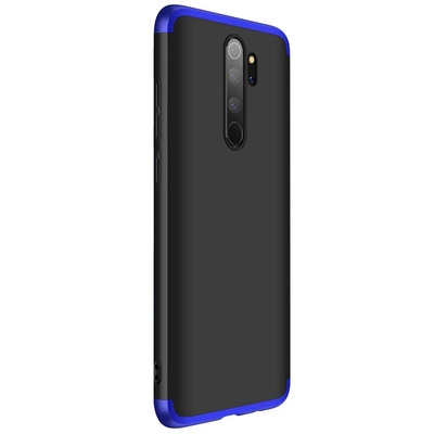 Microsonic Xiaomi Redmi Note 8 Pro Kılıf Double Dip 360 Protective Siyah Mavi