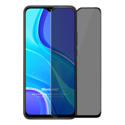 Microsonic Xiaomi Redmi Note 9 4G Invisible Privacy Kavisli Ekran Koruyucu Siyah