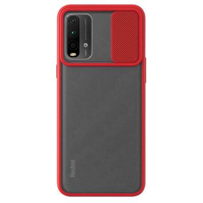 Microsonic Xiaomi Redmi Note 9 4G Kılıf Slide Camera Lens Protection Kırmızı