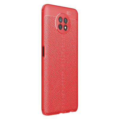 Microsonic Xiaomi Redmi Note 9 5G Kılıf Deri Dokulu Silikon Kırmızı