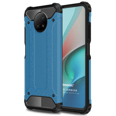 Microsonic Xiaomi Redmi Note 9 5G Kılıf Rugged Armor Mavi