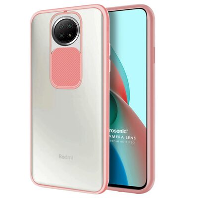 Microsonic Xiaomi Redmi Note 9 5G Kılıf Slide Camera Lens Protection Rose Gold