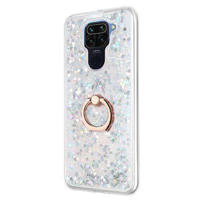 Microsonic Xiaomi Redmi Note 9 Kılıf Glitter Liquid Holder Gümüş