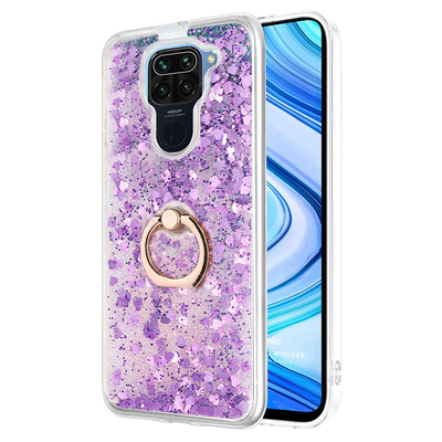 Microsonic Xiaomi Redmi Note 9 Kılıf Glitter Liquid Holder Mor