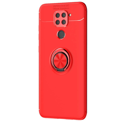Microsonic Xiaomi Redmi Note 9 Kılıf Kickstand Ring Holder Kırmızı