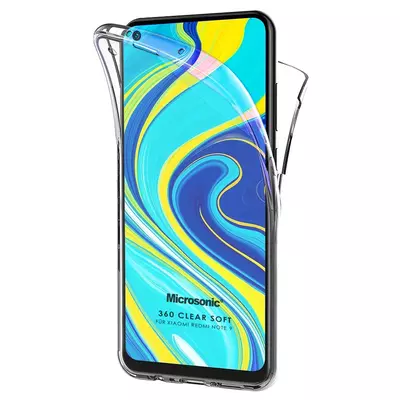 Microsonic Xiaomi Redmi Note 9 Kılıf Komple Gövde Koruyucu Şeffaf