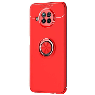 Microsonic Xiaomi Redmi Note 9 Pro 5G Kılıf Kickstand Ring Holder Kırmızı