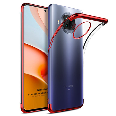 Microsonic Xiaomi Redmi Note 9 Pro 5G Kılıf Skyfall Transparent Clear Kırmızı