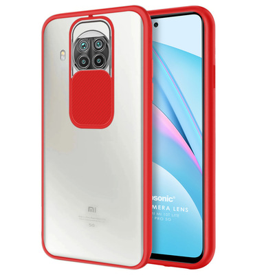Microsonic Xiaomi Redmi Note 9 Pro 5G Kılıf Slide Camera Lens Protection Kırmızı