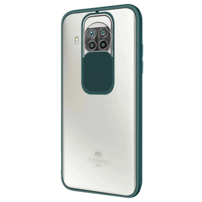 Microsonic Xiaomi Redmi Note 9 Pro 5G Kılıf Slide Camera Lens Protection Koyu Yeşil