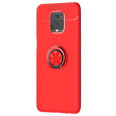 Microsonic Xiaomi Redmi Note 9 Pro Kılıf Kickstand Ring Holder Kırmızı