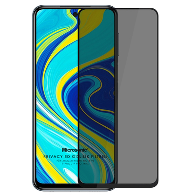 Microsonic Xiaomi Redmi Note 9 Pro Max Invisible Privacy Kavisli Ekran Koruyucu Siyah