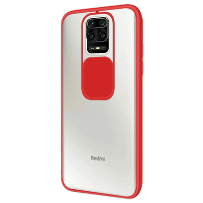 Microsonic Xiaomi Redmi Note 9 Pro Max Kılıf Slide Camera Lens Protection Kırmızı
