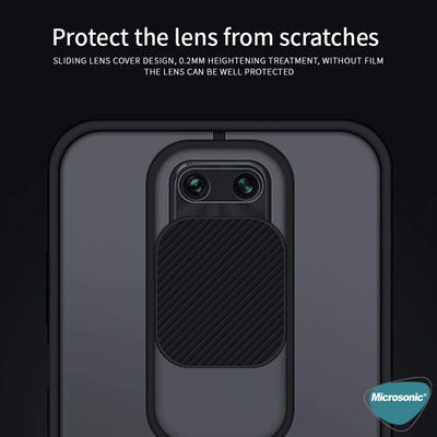 Microsonic Xiaomi Redmi Note 9 Pro Max Kılıf Slide Camera Lens Protection Lacivert