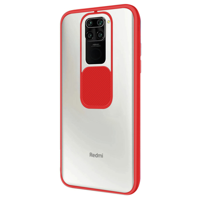 Microsonic Xiaomi Redmi Note 9 Kılıf Slide Camera Lens Protection Kırmızı